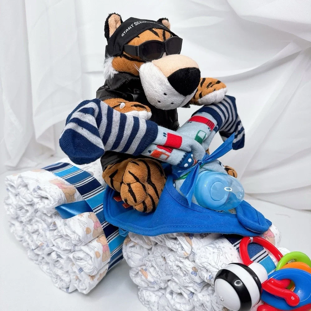 Motorcycle Diaper Cake, Boy Baby Shower Gift